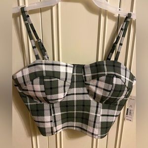 NOBO green, white, black plaid crop tank Medium (7-9)